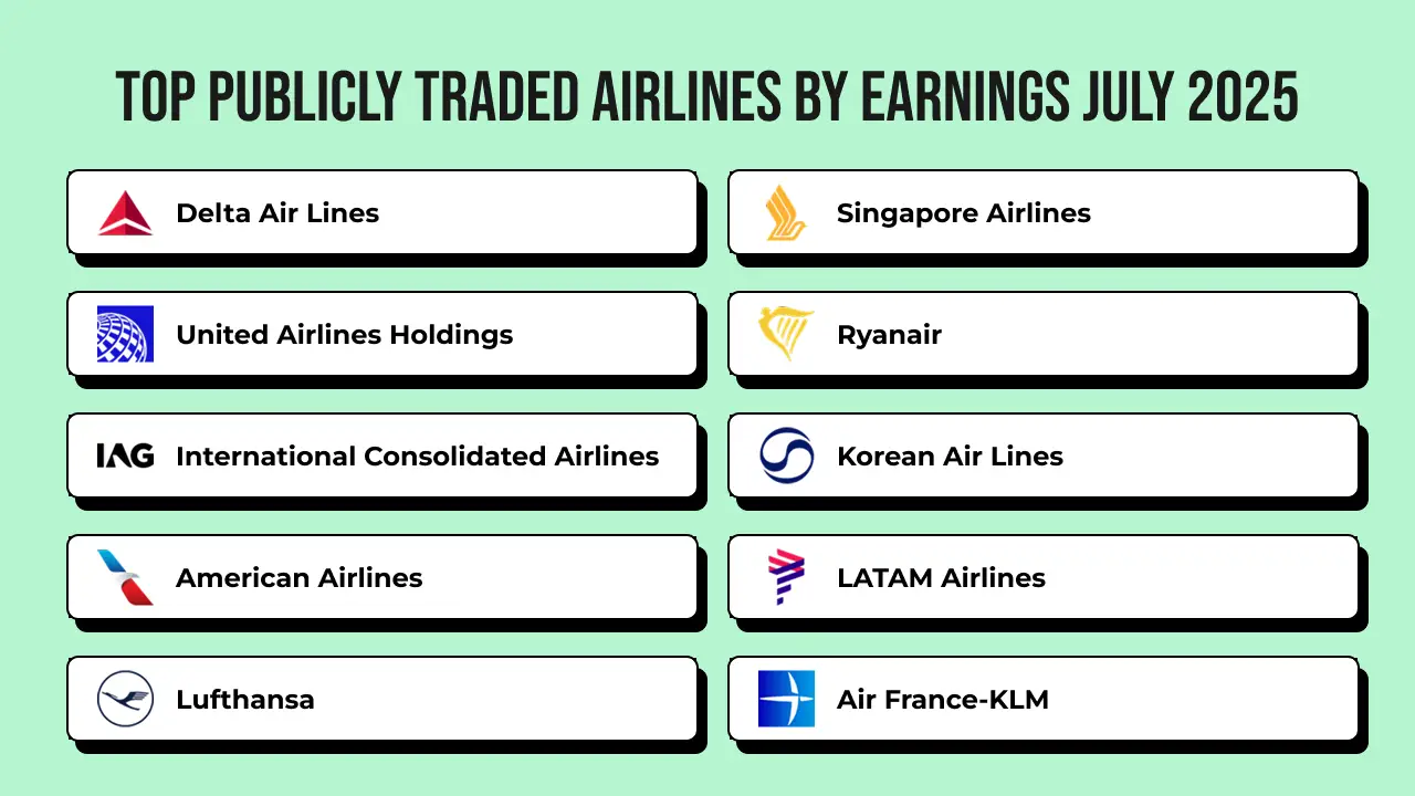 Top Publicly Traded Airlines by Earnings July 2025
