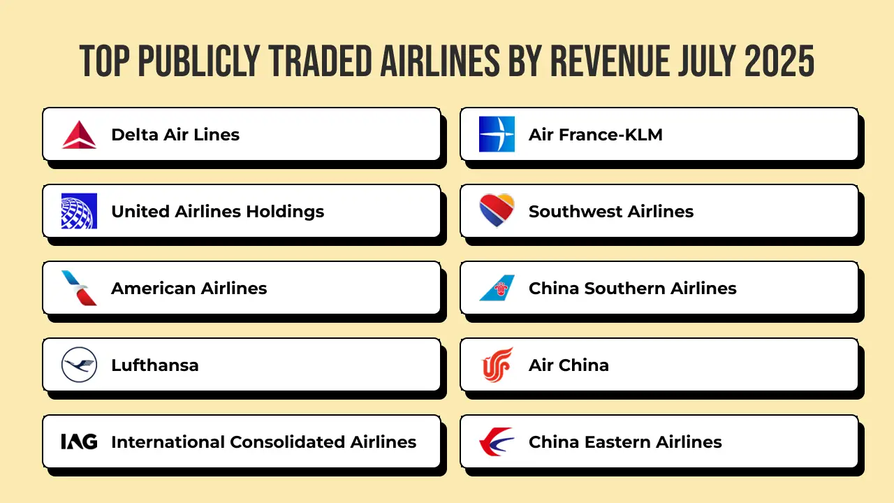 Top Publicly Traded Airlines by Revenue July 2025