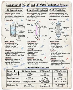 Understanding Water Purifiers: A Comparison of RO, UV, and UF Technologies