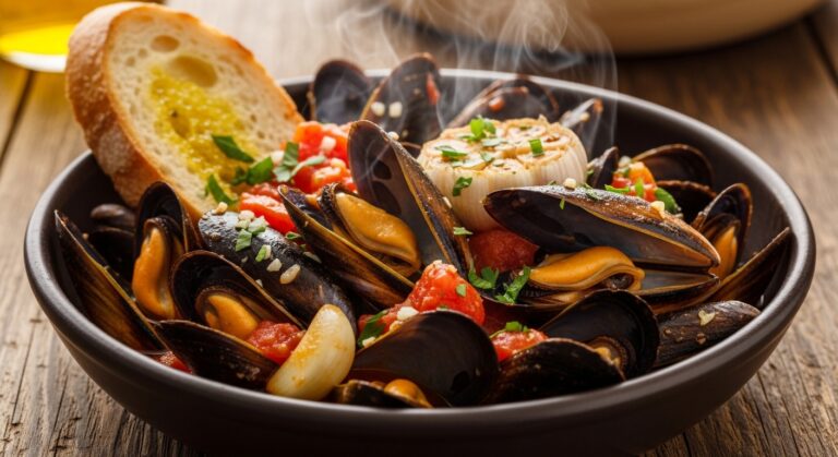Garlic Tomato Mussels: A Hearty Mediterranean Delight