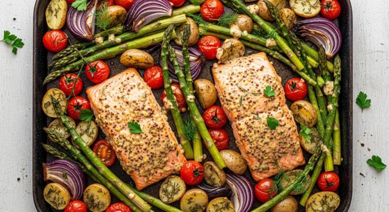 Dijon Salmon Tray Bake: A Flavorful One-Pan Wonder