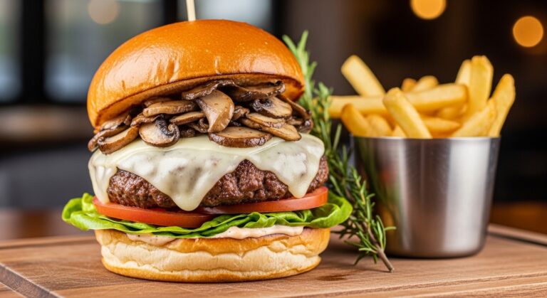 Mushroom Swiss Burger Plate: A Savory Symphony of Earthy Flavors and Creamy Indulgence