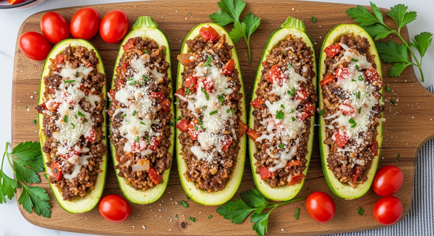 Stuffed Zucchini Boats – A Flavorful, Healthy, and Easy-to-Make Dish