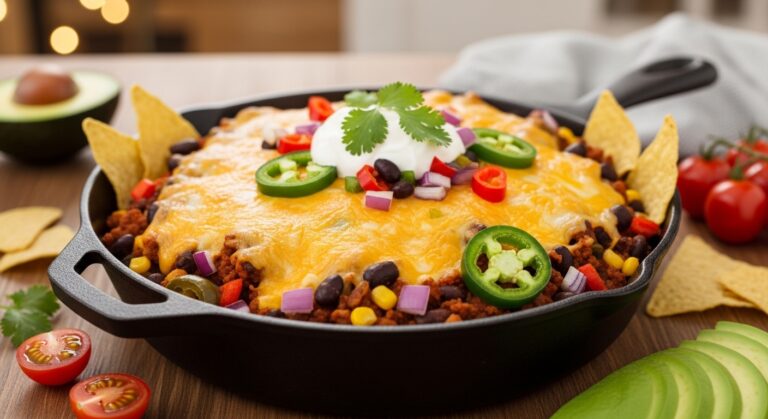 Loaded Nacho Beef Bake: A Hearty, Cheesy, and Flavor-Packed Comfort Dish
