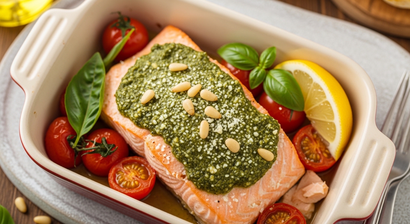 Keto Pesto Salmon Bake: A Flavorful Low-Carb Delight