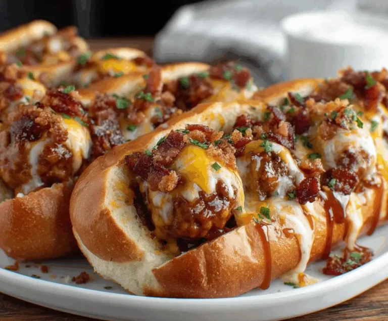 Bourbon BBQ Bacon Cheeseburger Meatball Subs