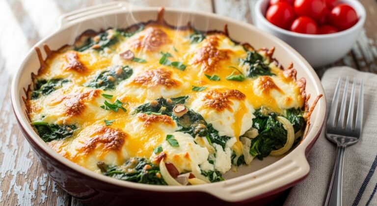 Keto Cheesy Spinach Bake: A Creamy, Low-Carb Comfort Dish