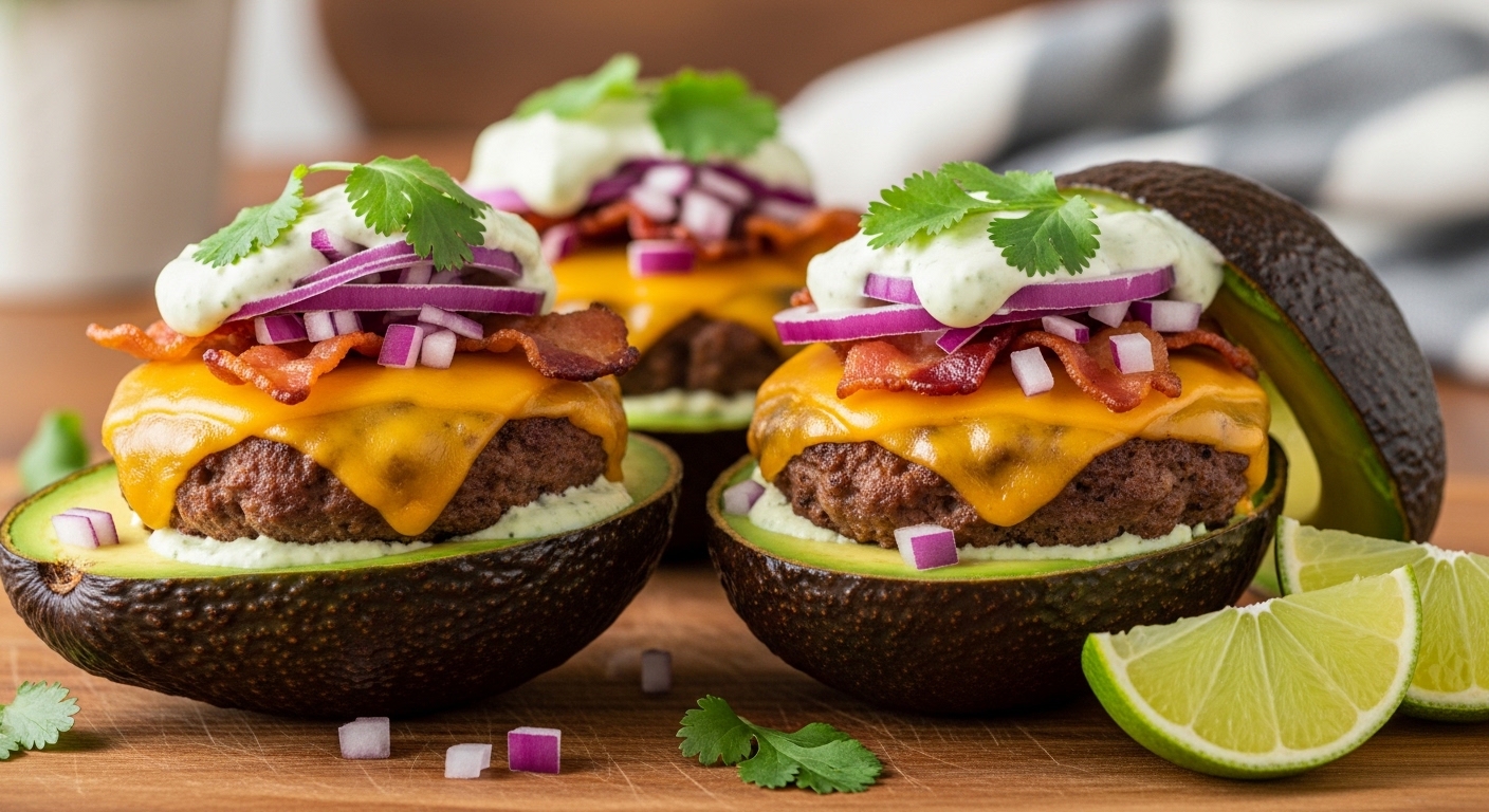 Keto Avocado Burger Boats: A Low-Carb, High-Fat Delight