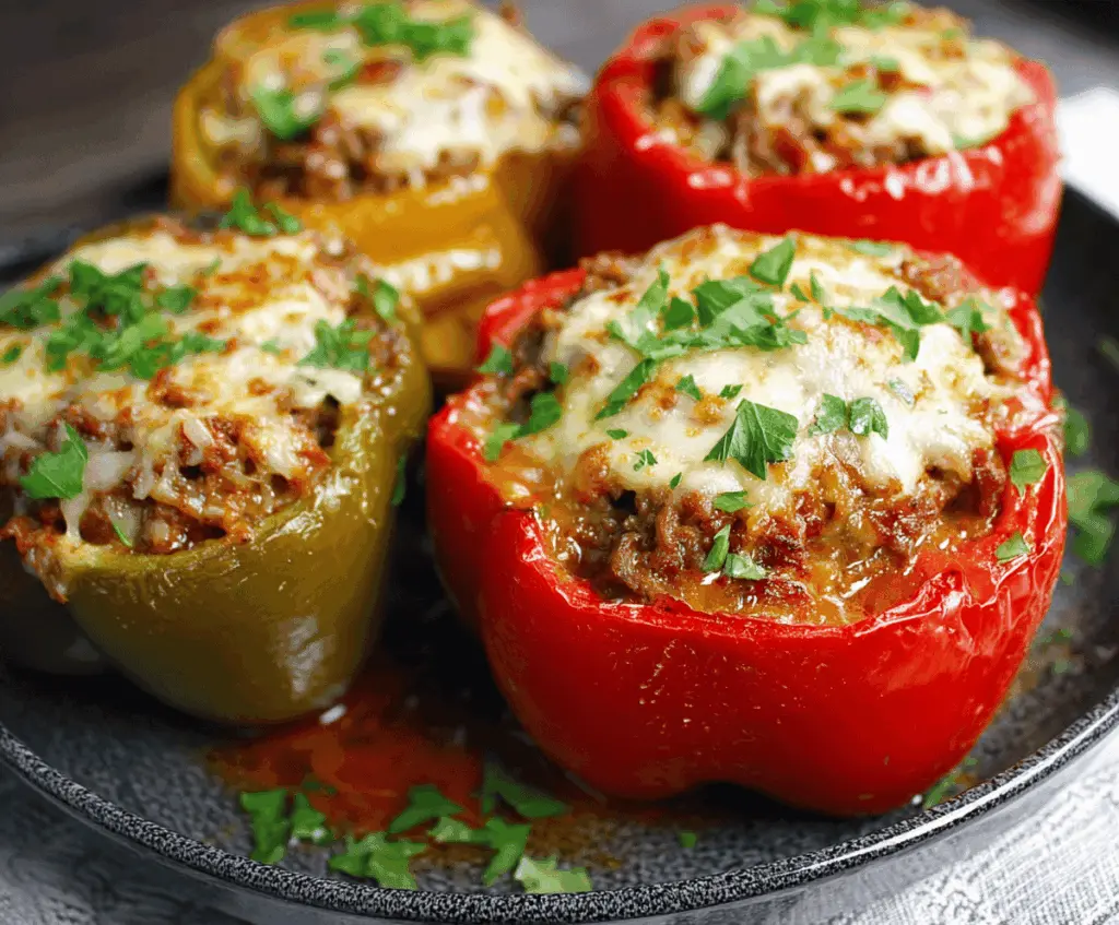 Slow Cooker Beef Stuffed Peppers