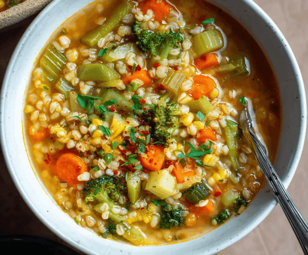 Vegetable Barley Soup, Nutritious and Filling