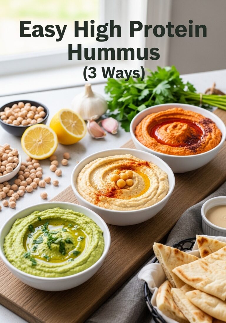 Easy High Protein Hummus (3 Ways)