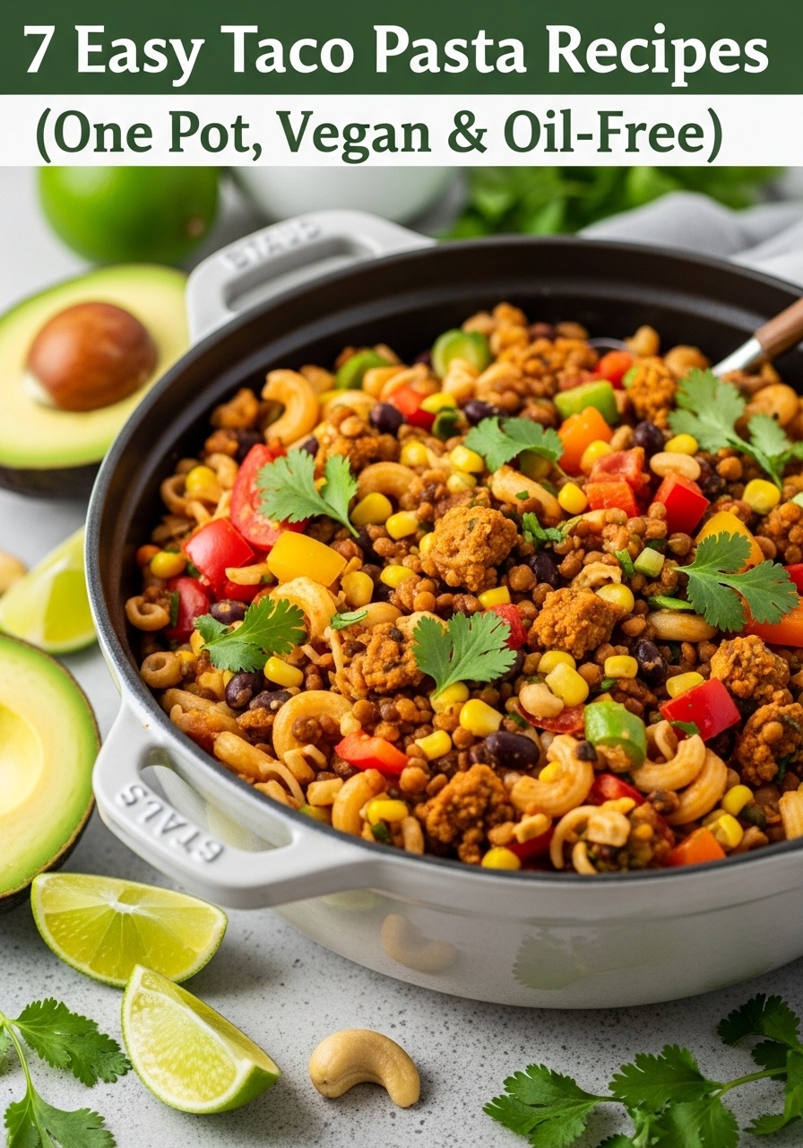 7 Easy Taco Pasta Recipes (One Pot, Vegan & Oil-Free)
