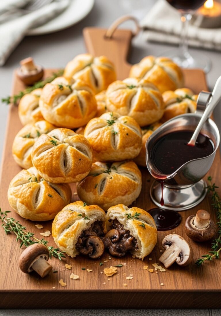 12 Irresistible Mini Mushroom Puff Pastry Parcels with Red Wine Gravy Recipes (Perfect for Cozy Dinners & Entertaining)