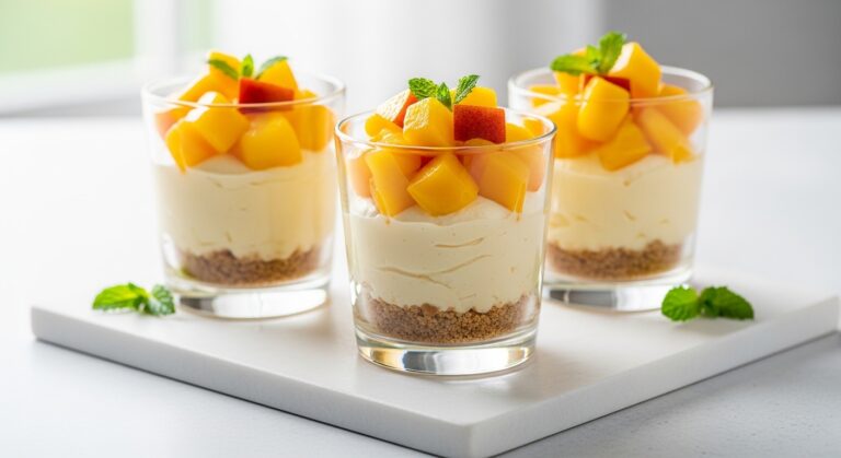 Peach Mango Cheesecake Cups: A Tropical No-Bake Dessert That’s Pure Bliss