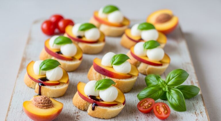 Peach Caprese Crostini: A Refreshing Summer Bite That’s Sweet, Savory, and Simply Irresistible