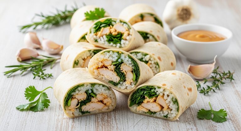 Garlic Herb Chicken Rice Wraps – A Flavor-Packed Lunch That’s Easy, Fresh, and Satisfying