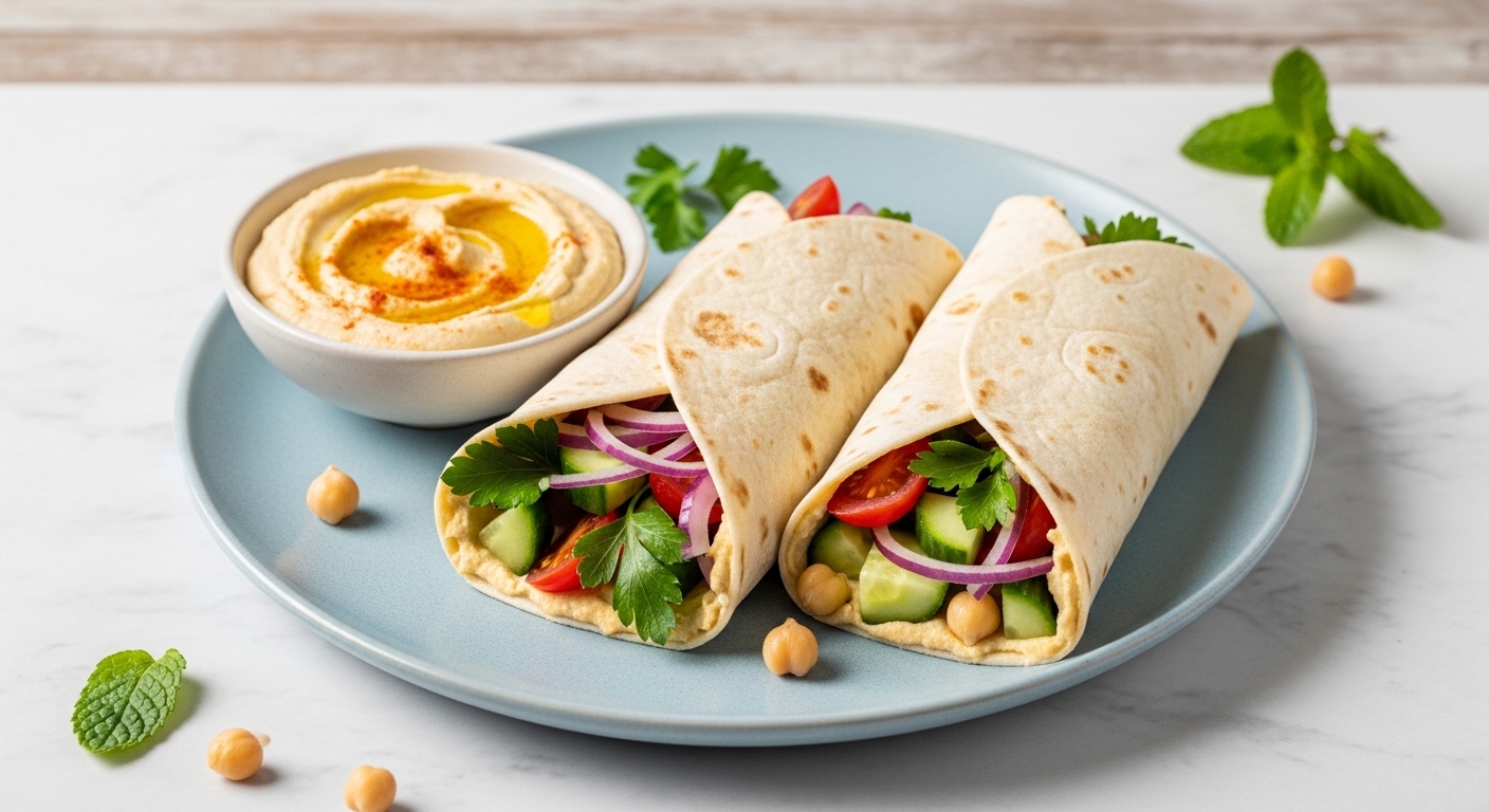 Mediterranean Hummus Wraps – A Creamy, Crunchy, and Flavor-Packed Lunch Sensation