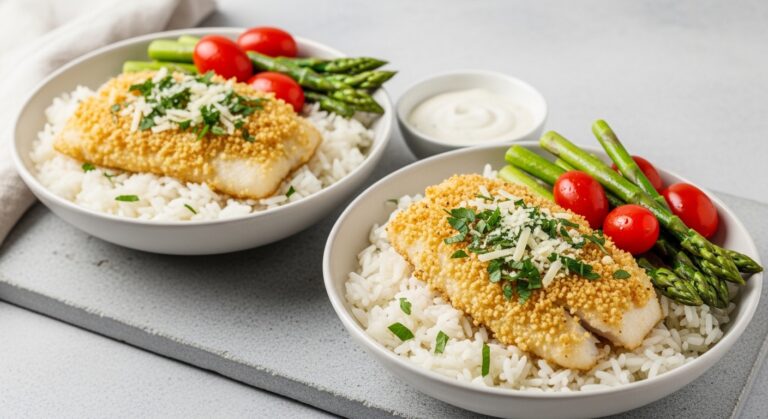 Garlic Parmesan Fish Rice Bowls: A Crispy, Creamy Dinner You’ll Crave
