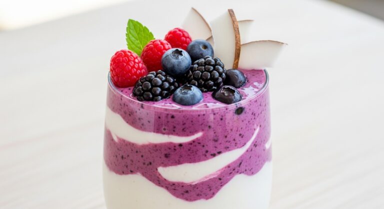 Indulge in the Creamy Bliss of a Tropical Coconut Berry Smoothie