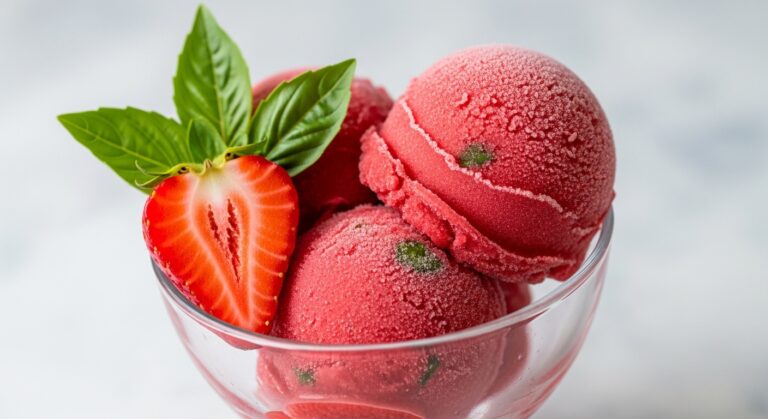 Strawberry Basil Sorbet: A Refreshing Summer Treat That’s as Beautiful as It Is Delicious