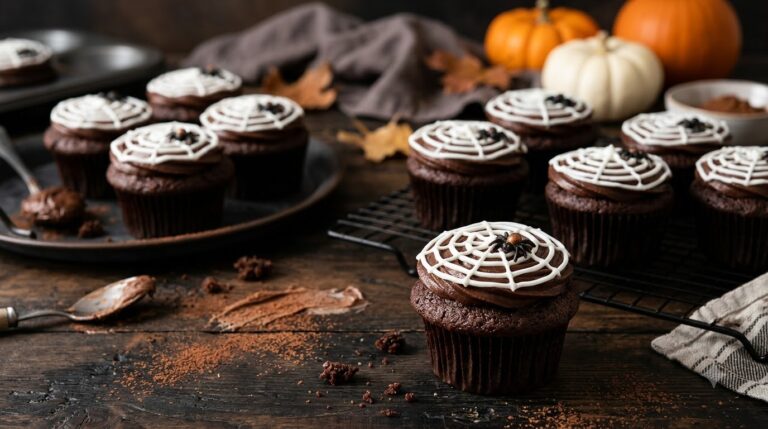 Spider Web Chocolate Cupcakes