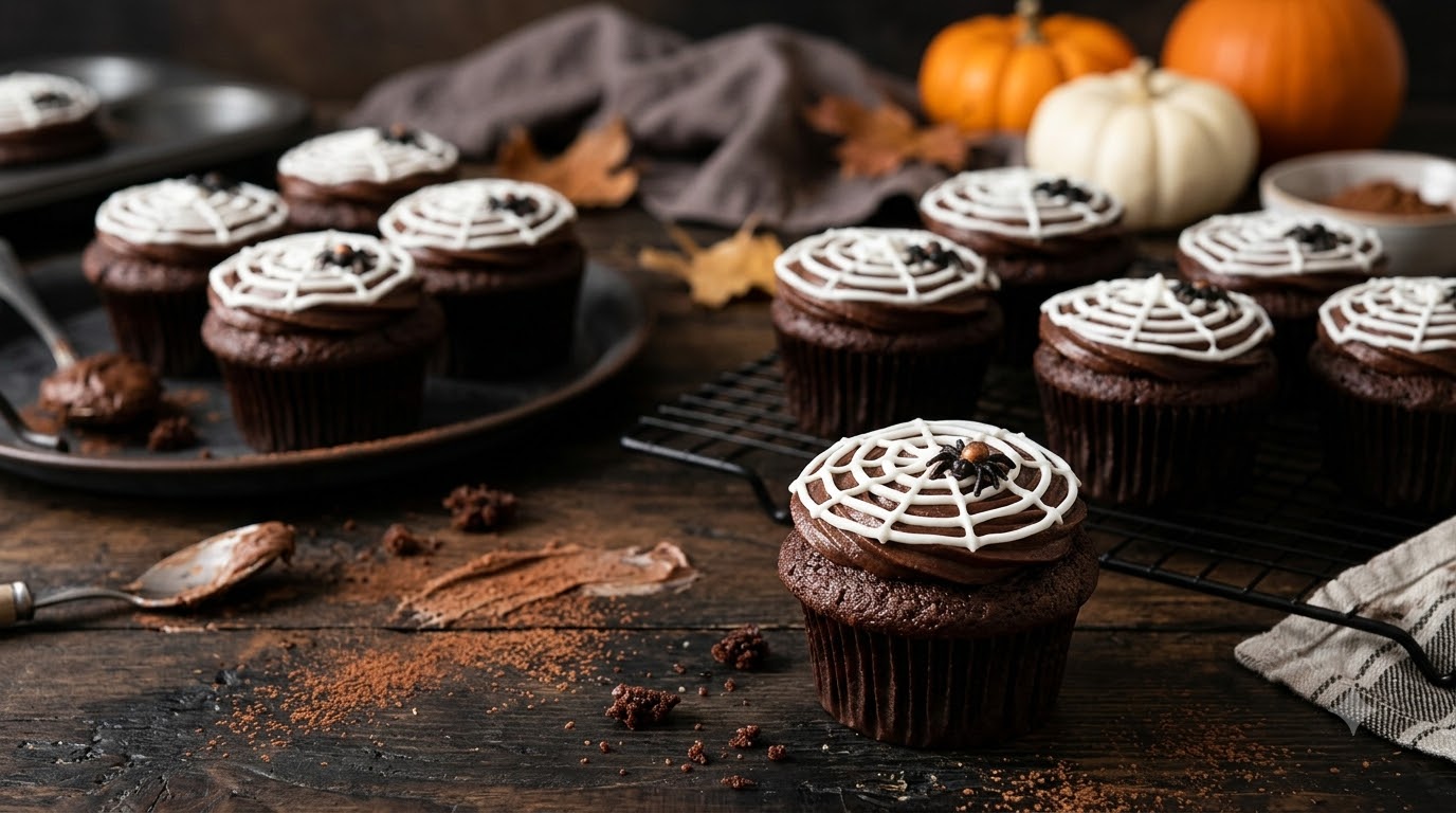 Spider Web Chocolate Cupcakes Spider Web Chocolate Cupcakes