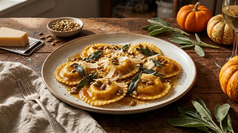 Pumpkin Ravioli with Sage Butter