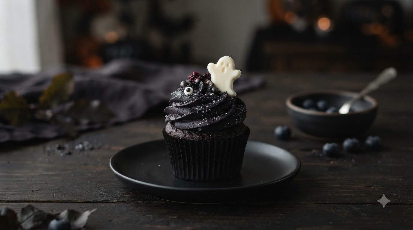 Haunted Blueberry Cupcakes