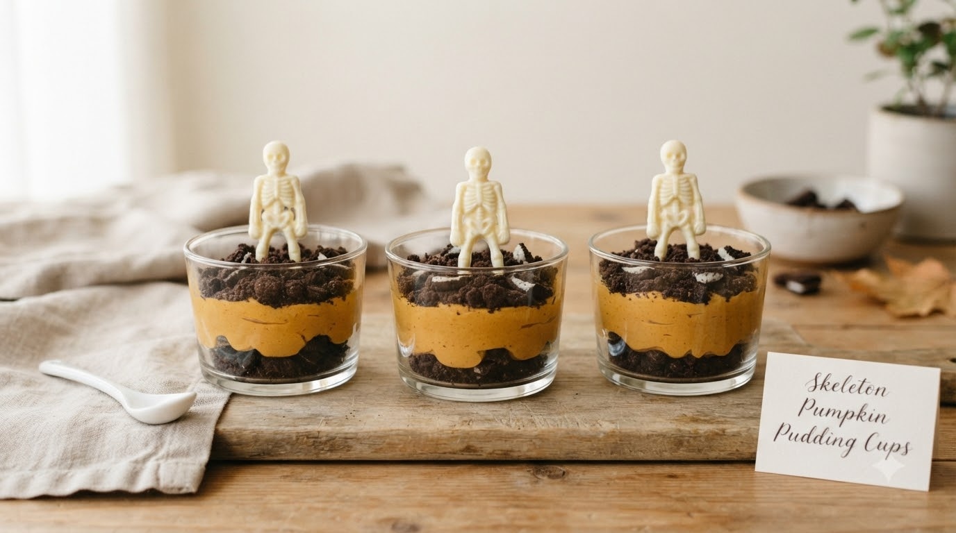 Skeleton Pumpkin Pudding Cups