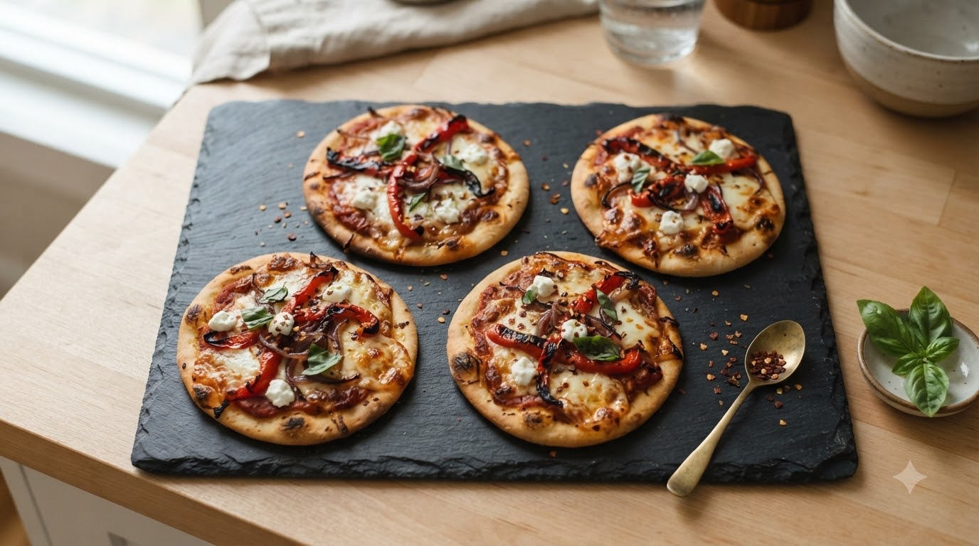 Cauldron Roasted Red Pepper Mini Pizzas Cauldron Roasted Red Pepper Mini Pizzas