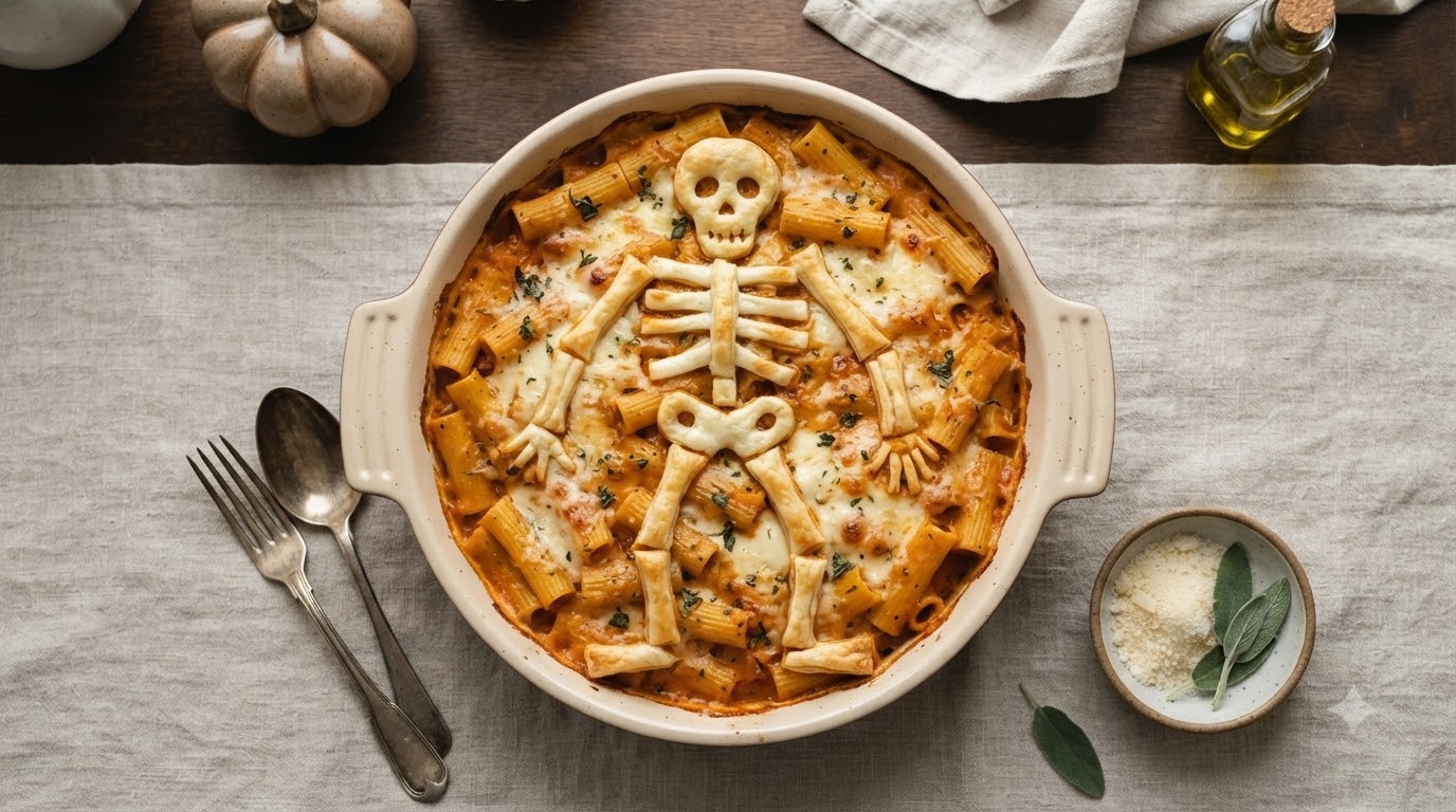 Skeleton Pumpkin Baked Pasta Skeleton Pumpkin Baked Pasta