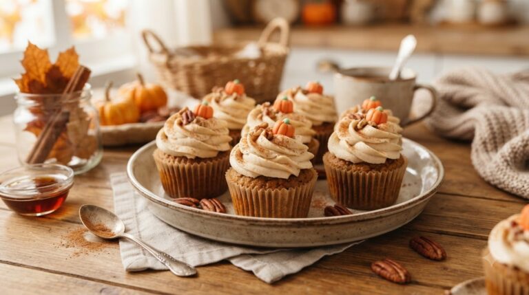 Pumpkin Cupcakes with Maple Frosting