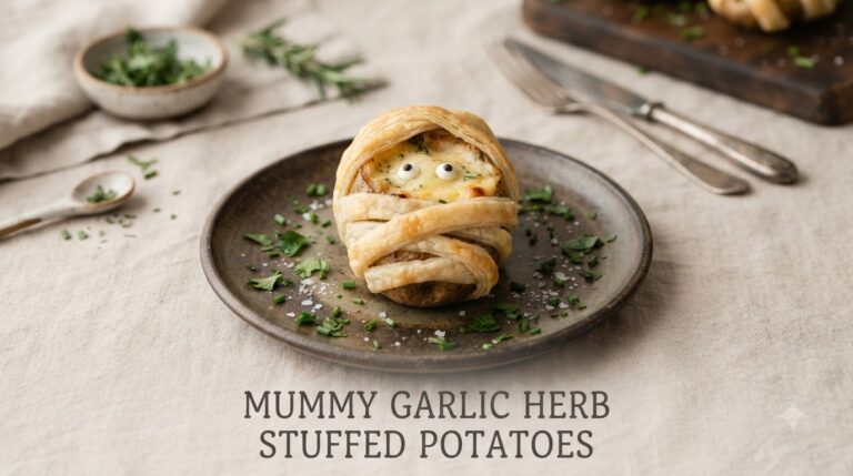 Mummy Garlic Herb Stuffed Potatoes