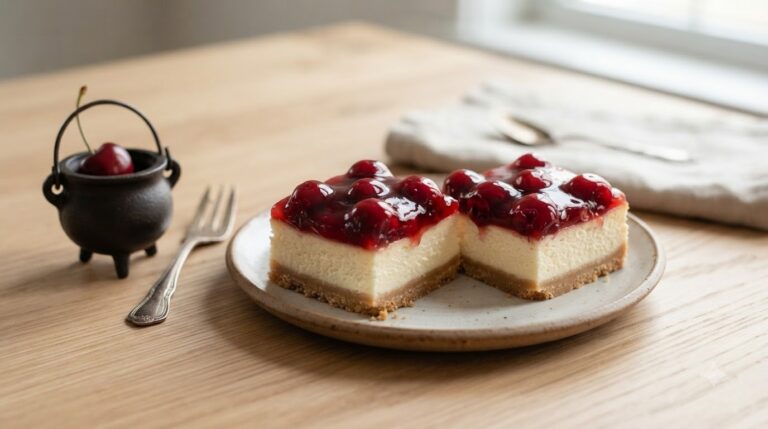 Cauldron Cherry Cheesecake Bars