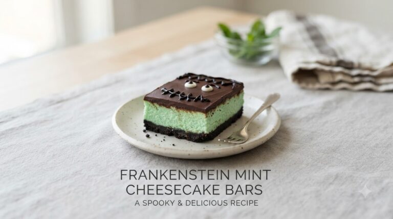 Frankenstein Mint Cheesecake Bars